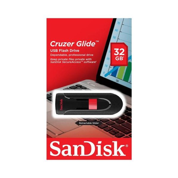 USB 3.0 Flash Disk SanDisk Cruzer Glide SDCZ60 32GB Μαύρο
