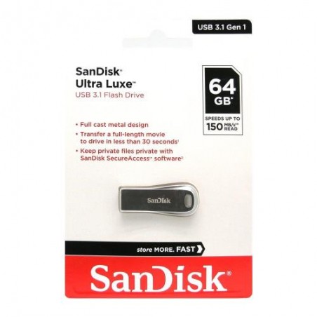 USB 3.1 Flash Disk SanDisk Ultra Luxe SDCZ74 64GB 150MB/s Ασημί