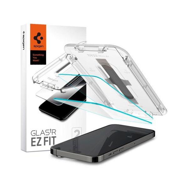 Tempered Glass Full Face Spigen Glas.tR EZ-FIT Apple iPhone 14 Pro Διάφανο (2 τεμ.)