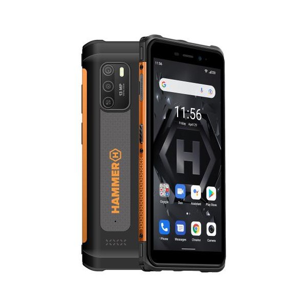 Κινητό Τηλέφωνο Hammer Iron 4 4G (Dual SIM) 32GB 4GB RAM NFC Μαύρο-Πορτοκαλί με Tempered Glass