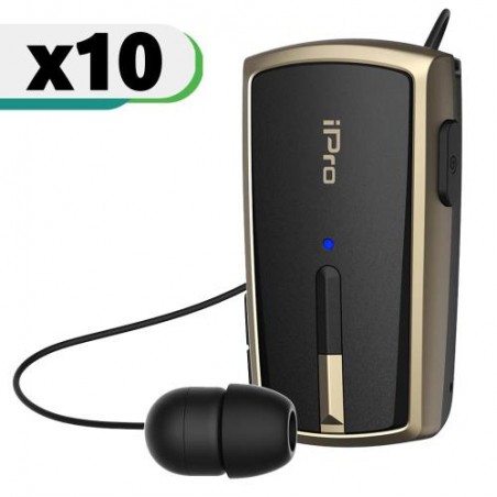 Ακουστικό Bluetooth iPro RH120 Retractable Μαύρο-Χρυσό (10 τεμ.)