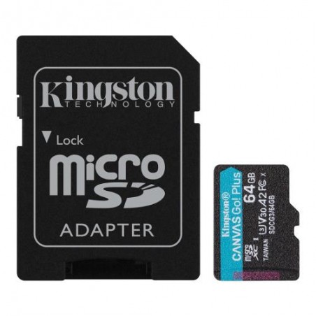 Κάρτα μνήμης Micro SDXC UHS-l U3 Kingston Canvas Go! Plus 170MB/s 64GB + 1 ADP