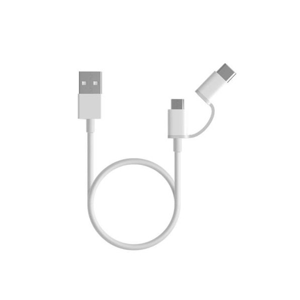 Καλώδιο USB 2.0 Xiaomi Mi SJX02ZM 2in1 USB Α σε Micro USB & USB C 1m Λευκό